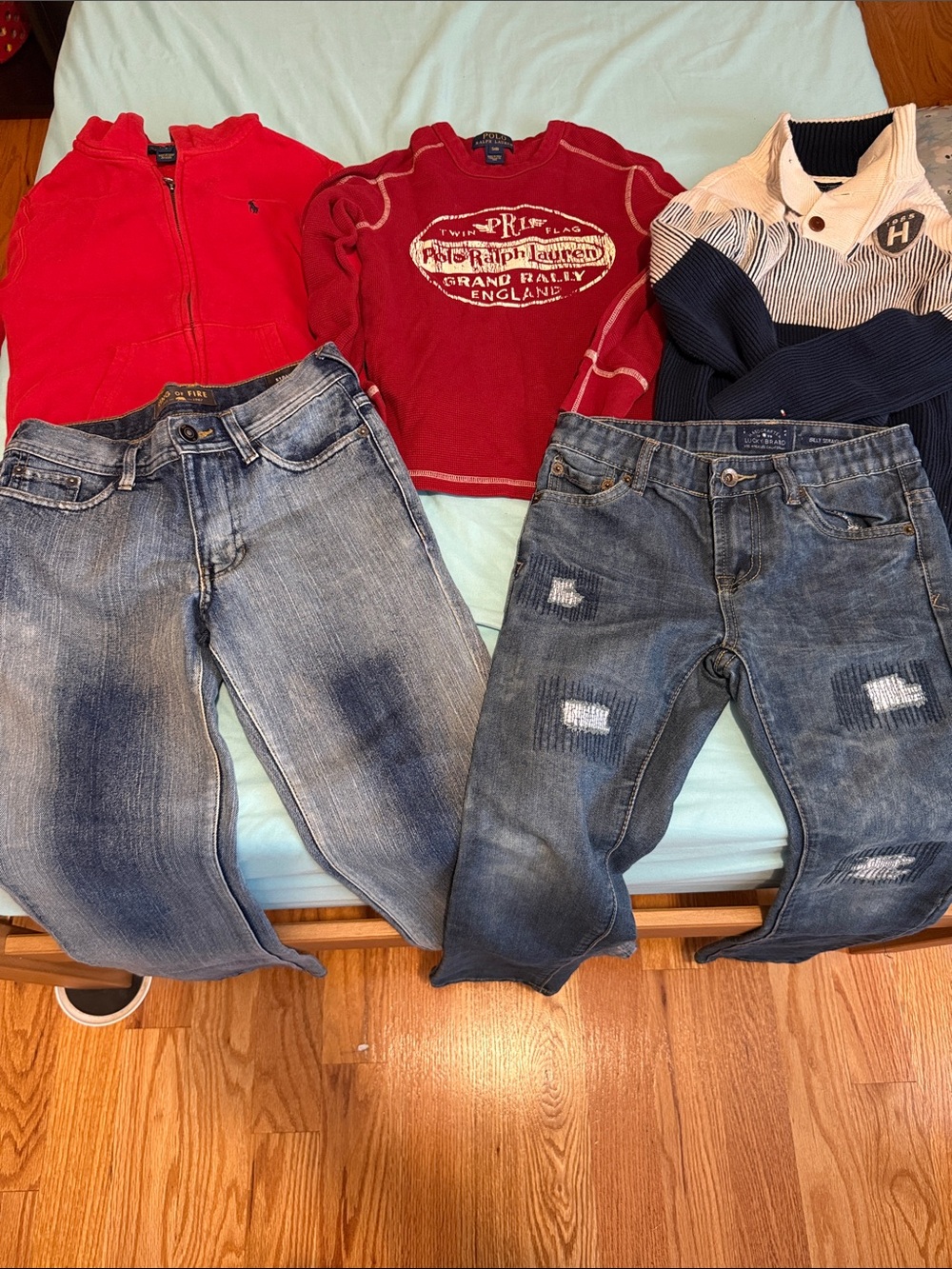 Boys bundle tops and jeans including Ralph Lauren and Tommy Hilfiger sizes 8-10